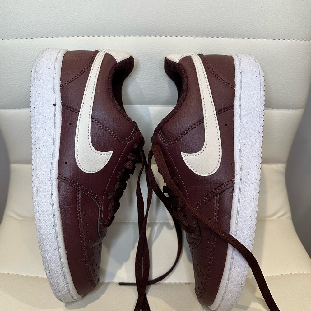 Nike court vision low burgundy and bone